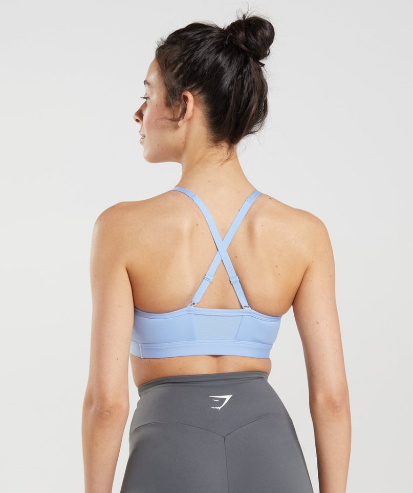 Women's Gymshark Ruched Sports Bra Light Blue | NZ 1EAJFP